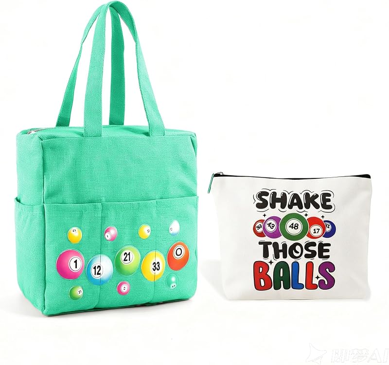 Bolsa tote verde com zíper e bolsos, em poliéster, YTDYQFLZH — 1 unidade