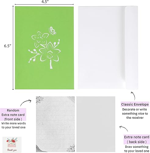 Miniatura 6 de Tarjeta desplegable 3D de felicitación, colección de animales y flores (mariposa azul con flor)