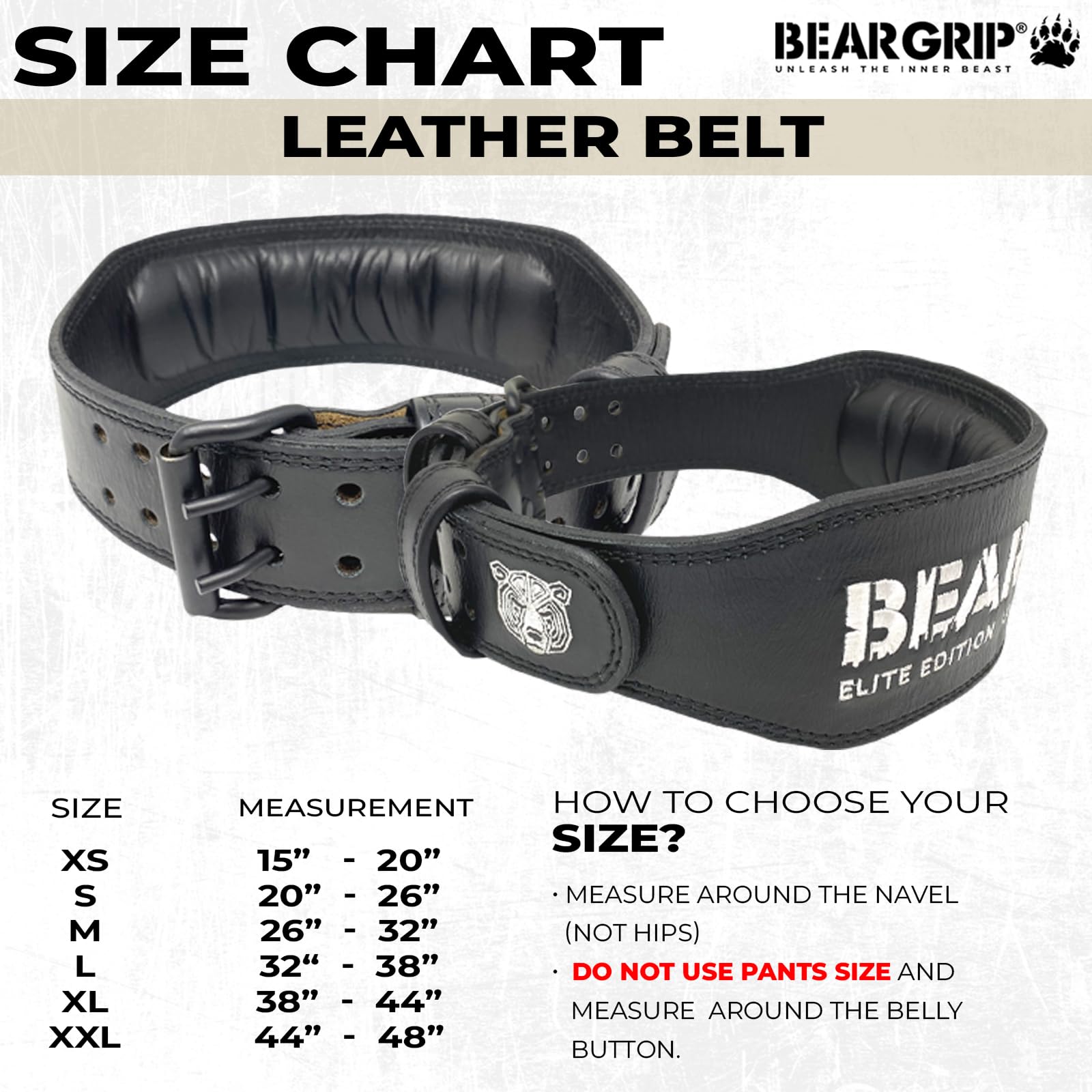 BEAR GRIP Power Belt Elite Edition Premium Double Pong Ceinture d'haltérophilie