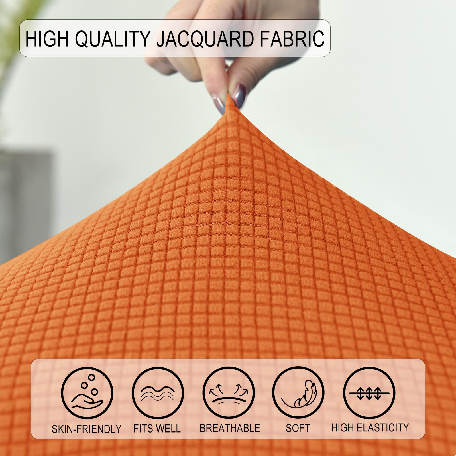 Fundas para taburetes de bar, fundas protectoras de tartán para sillas laterales de altura elástica, fundas protectoras lavables para taburete de bar (naranja, 8 piezas)
