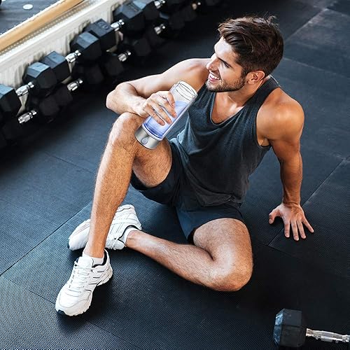 Miniatura 5 de SAIKUN Taza de agua rica en hidrógeno, ionizador de tecnología PEM, generador de agua ionizado recargable por USB, botella de vidrio antioxidante