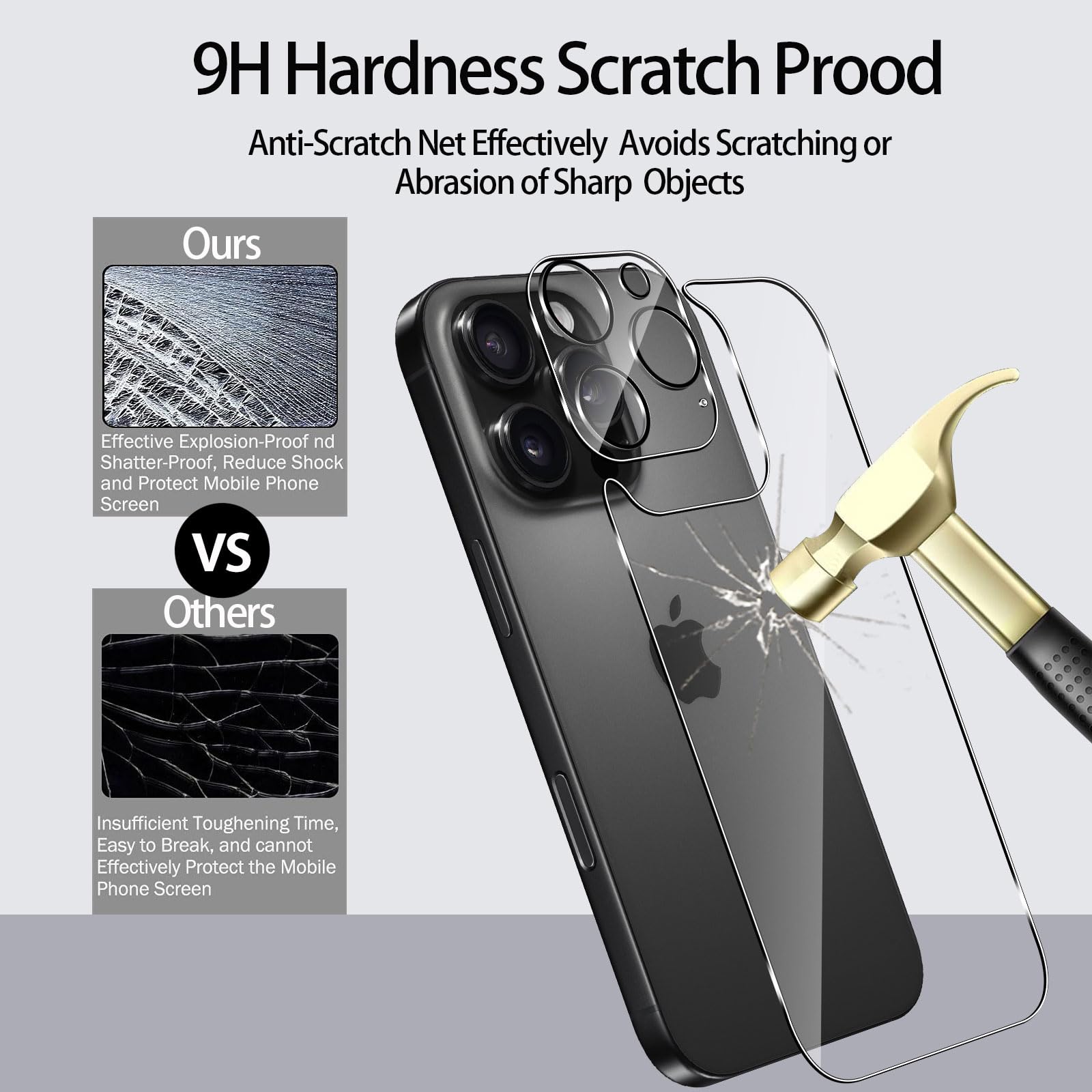 TUTUO [2+2 Pack Tempered Glass Compatible with iPhone 16 Pro Max Back Screen Protector + Camera Lens Protector - Image 2