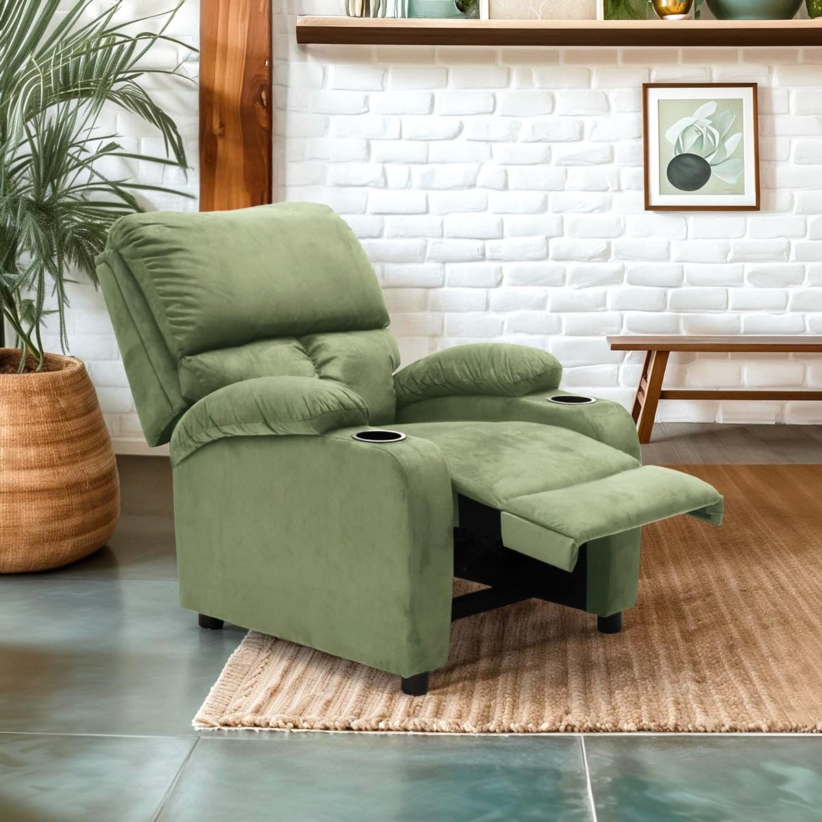 Produce Shop Poltrona Relax reclinabile poggiapiedi portaoggetti Laura Light - Verde