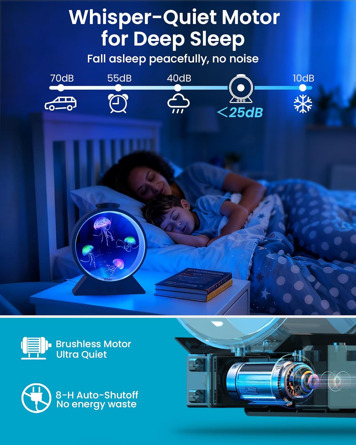 Jellyfish Lamp, 7-Color Changing Jellyfish Aquarium Light for Relax, Mood Lamp for Home, Office & Bedroom Decor, Gifts for Kids Teens Girls Boys Adults (Black)