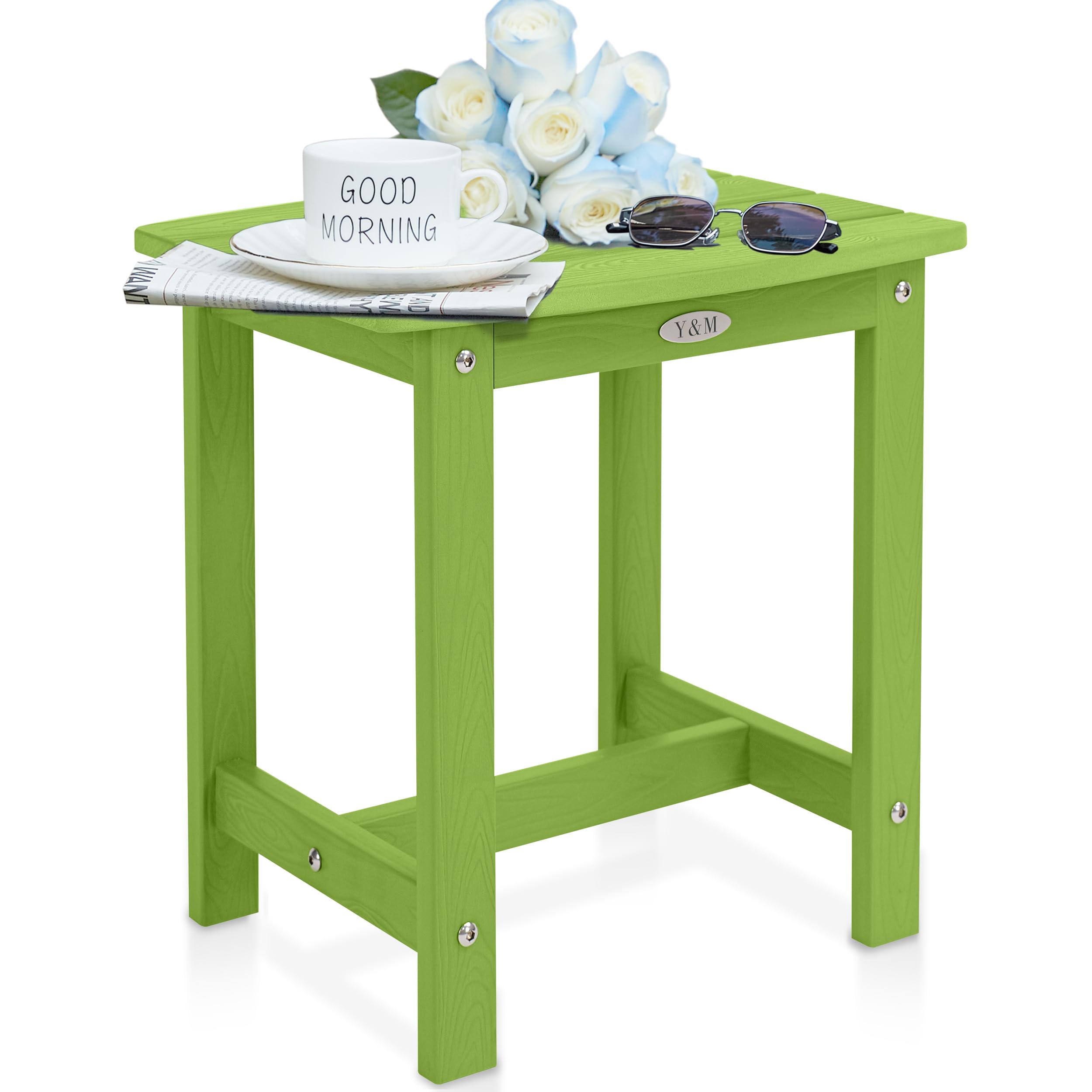 Y&M Outdoor Side Table, HIPS Adirondack Small Single Table, Waterproof Square Outside Table, Balcony Modern End Tables for Patio, Pool, Beach, Porch,