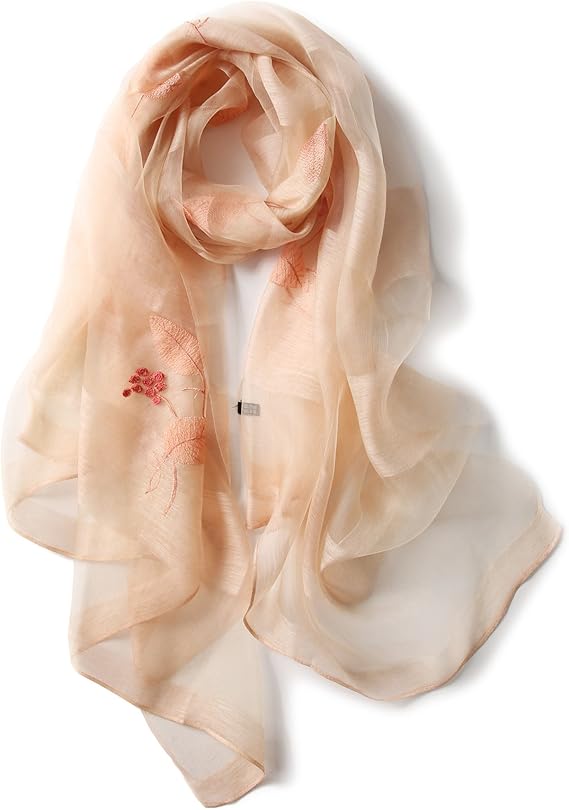 Amazon アンミダ Anmida シルク 花柄 大判 薄手 ストール シルク ストール 紫外線防止 スカーフ シルク 大判 ストール 刺繍 上品 レディース 春夏 スカーフ 通販