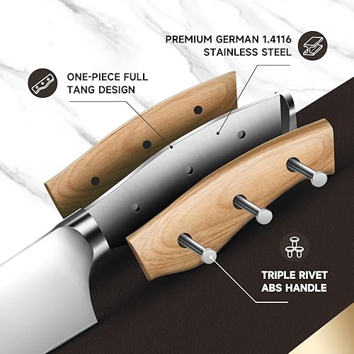 Miniatura 4 de FUTHVWIN Juego de cuchillos de cocina ultra afilados de 3 piezas, juego de cuchillos de chef alemanes de alta calidad de acero inoxidable 1.4116 con