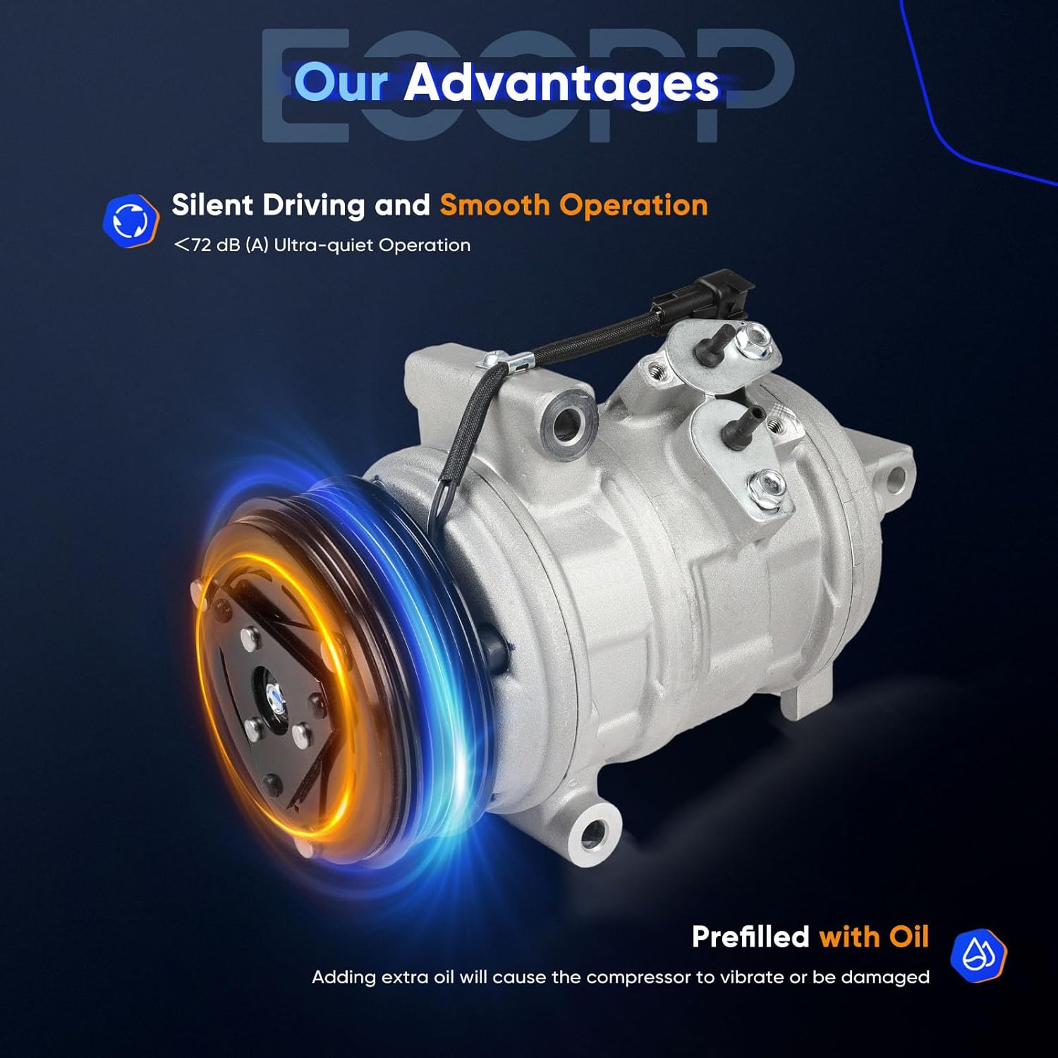 ECCPP A/C Compressor with Clutch Fit for Ford Edge for Lincoln MKX 3.5L 2007-2010 AC Compressor