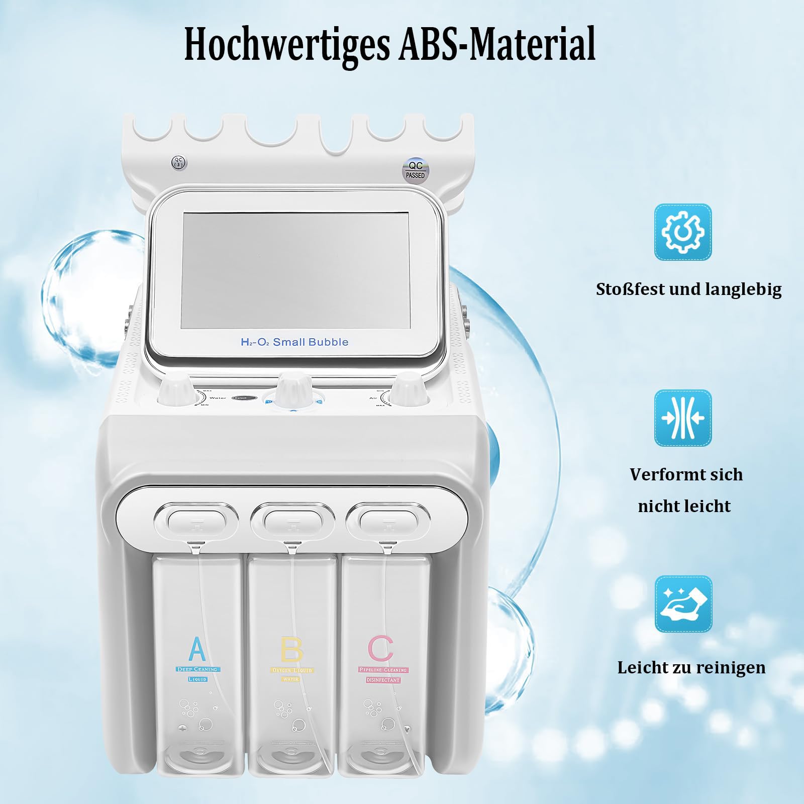 Hydrafacial Geraet Aquafacial 6 in 1 Microdermabrasion Porenreiniger Mitesserentferner Ultraschall Spray Kalthammer Wasserstoff Sauerstoff Hautpflegegeraet
