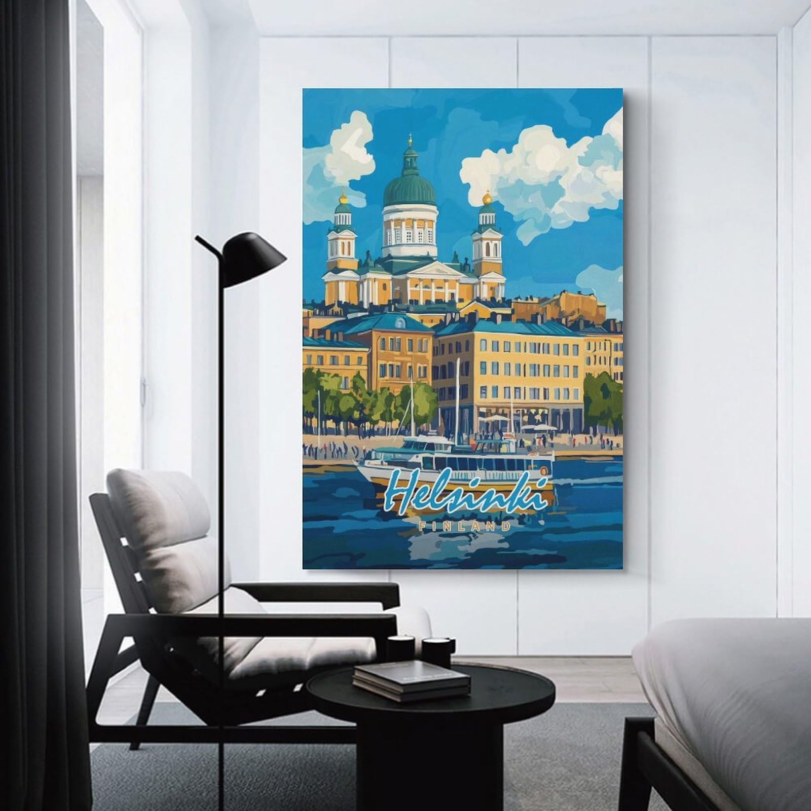 Junmoney Helsinki Cityscape Decorative Canvas Print 24x36inch(60x90cm), for Study, Office Or Focused Interiors, Wall Art That Adds Style to Work Areas