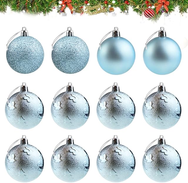 BlueXP 12 Pcs Christmas Decoration Ball 6cm Xmas Tree Shatterproof Hanging Baubles Balls Christmas Tree Balls Ornaments for Decoration Xmas Holiday Festival Wedding Party Garden House Ornaments-Blue