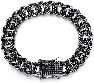 Halukakah Chains for Boys - TYCOON JUNIOR - 18k Real Gold/Platinum Plated | Kid's 14MM Diamond Cuban Link Chain Necklace Bracelet, Lab Diamonds Prong Set, Fits Ages 8-16 Y/O. Comes with Giftbox