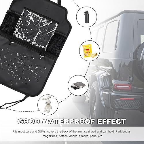 Miniatura 6 de Organizador de asiento trasero de automóvil, 2 piezas, protector de asiento trasero de automóvil Oxford con soporte para tableta de pantalla táctil,