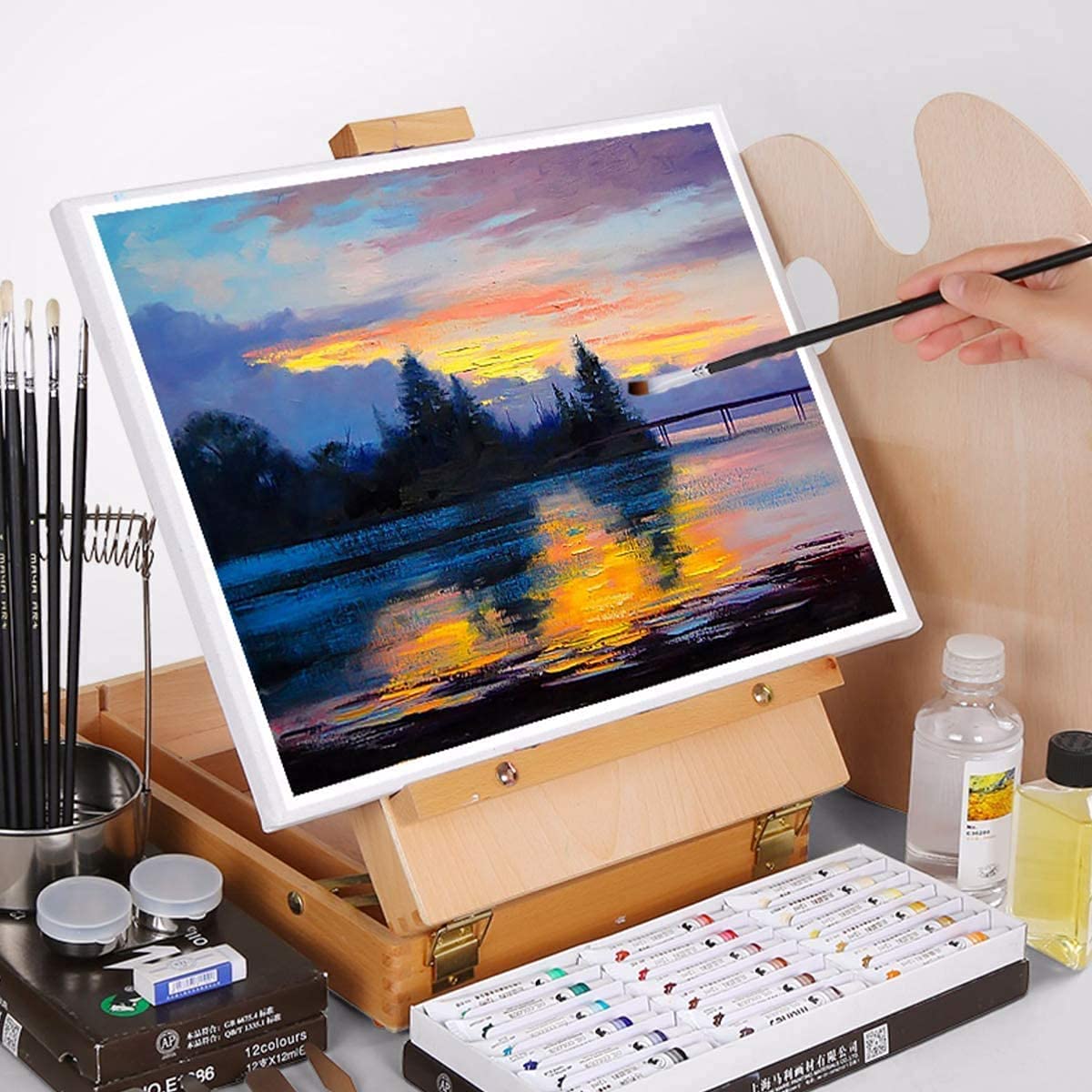 Tabletop Easel Beech Wood Pintura Caballete Arte Soporte de Caballete Adecuado for Pintores, Adultos y niños