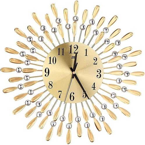 Reloj de pared 3D de 15.0 in con diamantes de imitación brillantes, diseño moderno estrellado, decoración de sala de estar, simple y elegante reloj