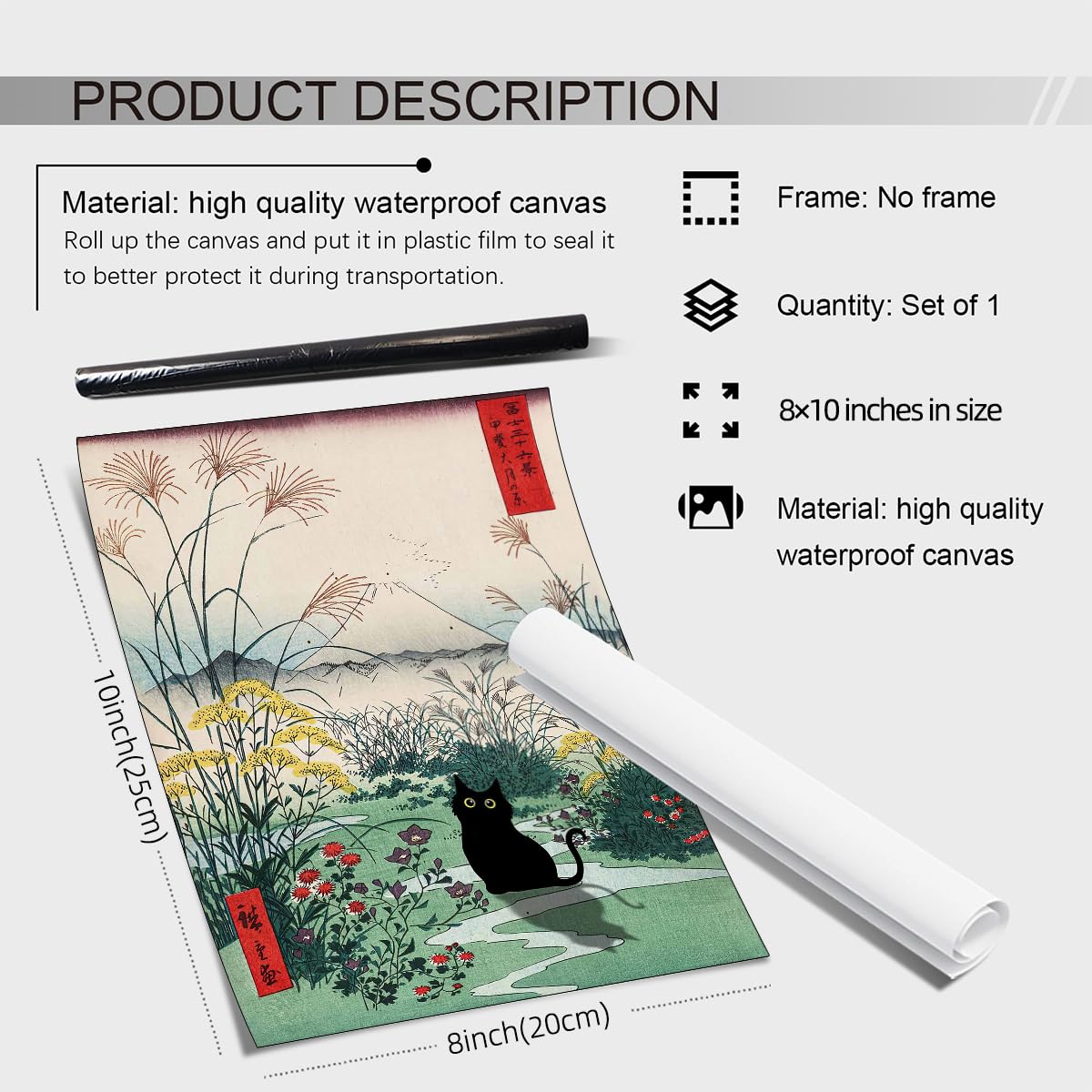 Snapklik.com : Enttgo Japanese Canvas Wall Art Funny Black Cat Poster ...