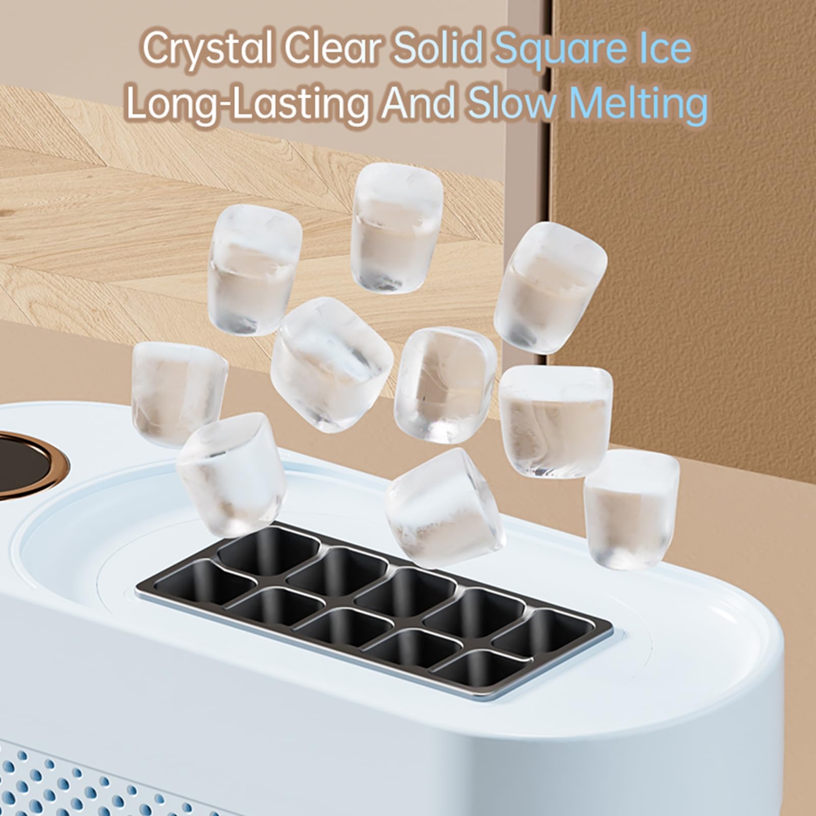Mini Máquina para Hacer Hielo en Encimera, 10 Cubitos de Hielo en 15 Minutos, Máquina de Portátil Automática de 120 W para el Hogar, Cocina, Oficina, Bar, Fiesta, Viaje en (Enchufe de la UE)