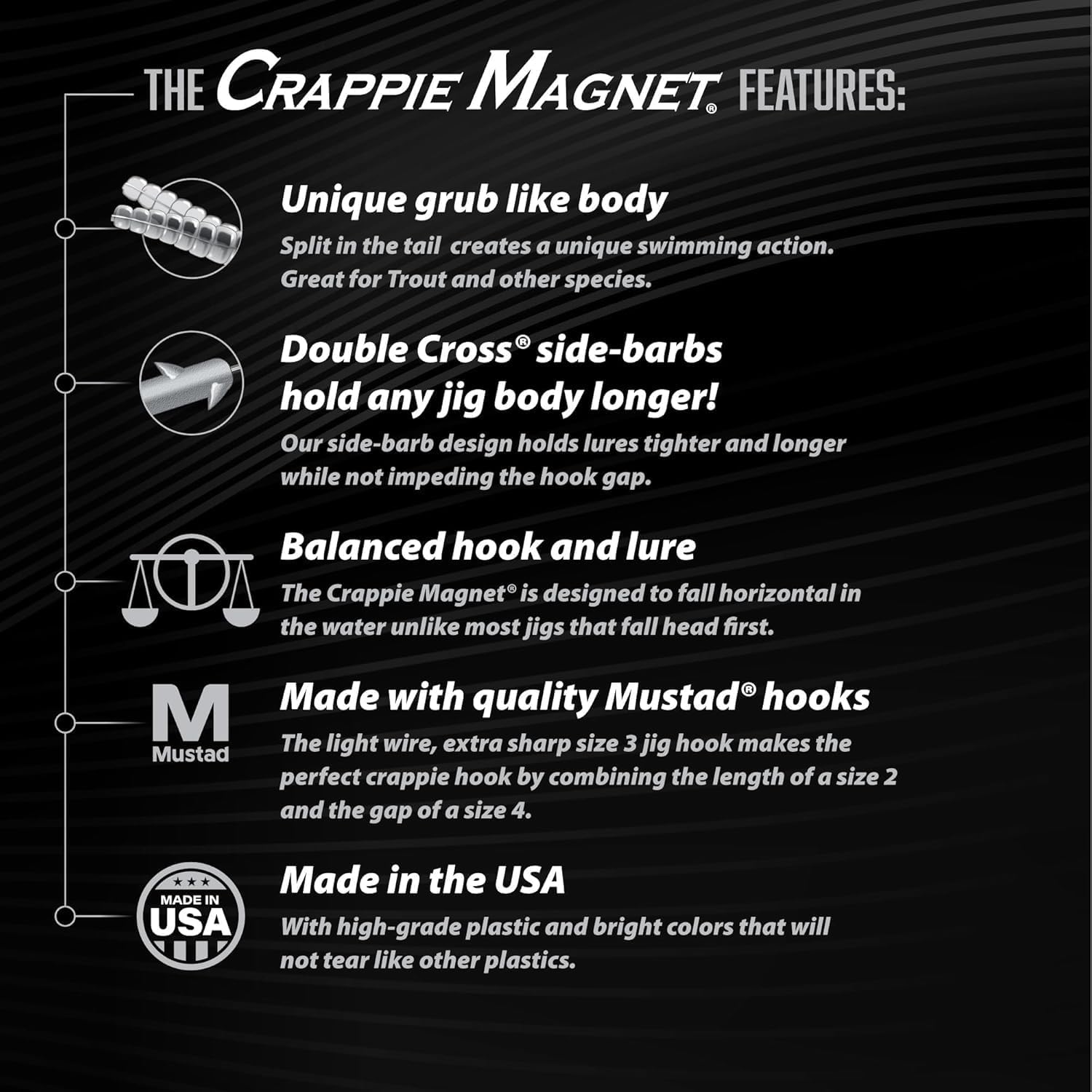 Leland's Lures Crappie Magnet Best of the Best Kit, Fishing Equipment and Accessories, Fishing Lures, 96 Bodies, 15 Double Cross Jig Heads, 4 E-Z Floats