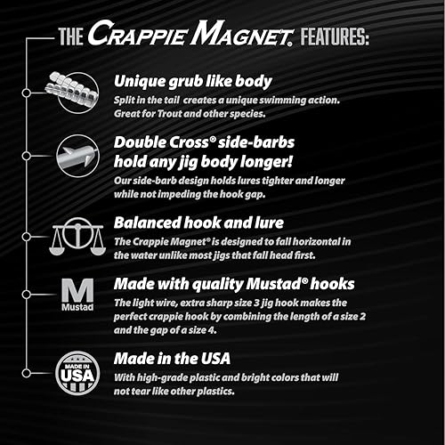 Miniatura 2 de Leland's Lures Crappie Magnet Best of the Best Kit, equipo y accesorios de pesca, señuelos de pesca, 96 cuerpos, 15 cabezas de jig de doble cruz, 4