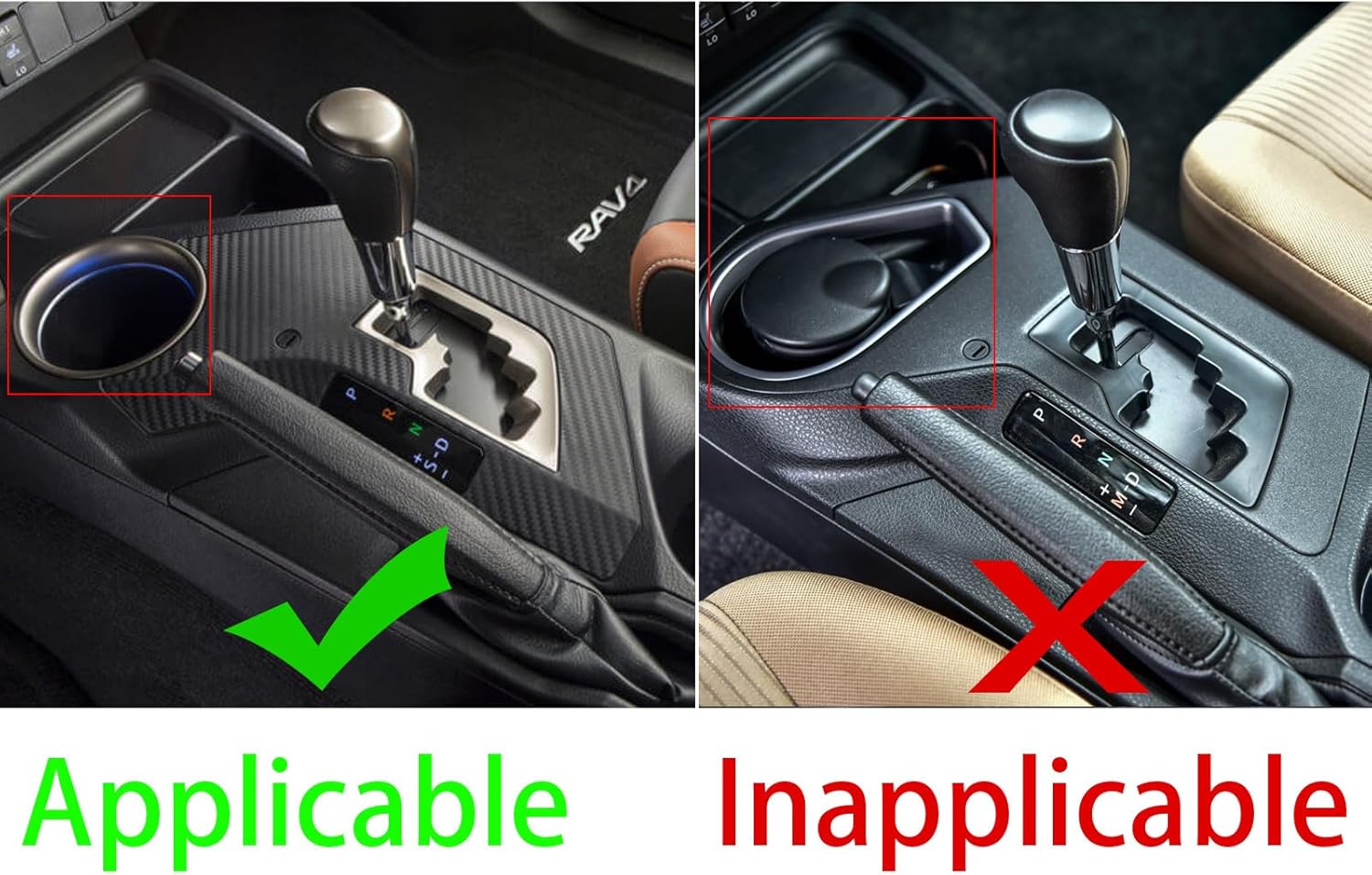 Carbon Fiber Central Control Car Control Gear Shift Knob Panel Cover Tirm Compatible with Toyota RAV4 2013 2014 2015 Accessories Auto Interior Red Style B
