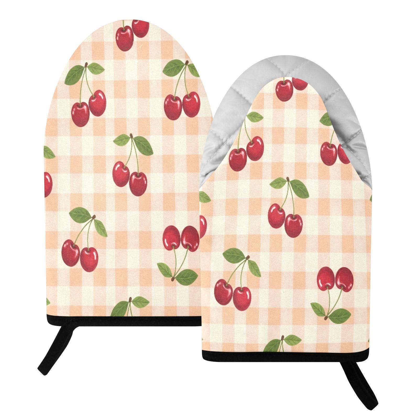 BURSTDDY Cherry Oven Mitt,Heat Resistant Kitchen Mitts for Cooking