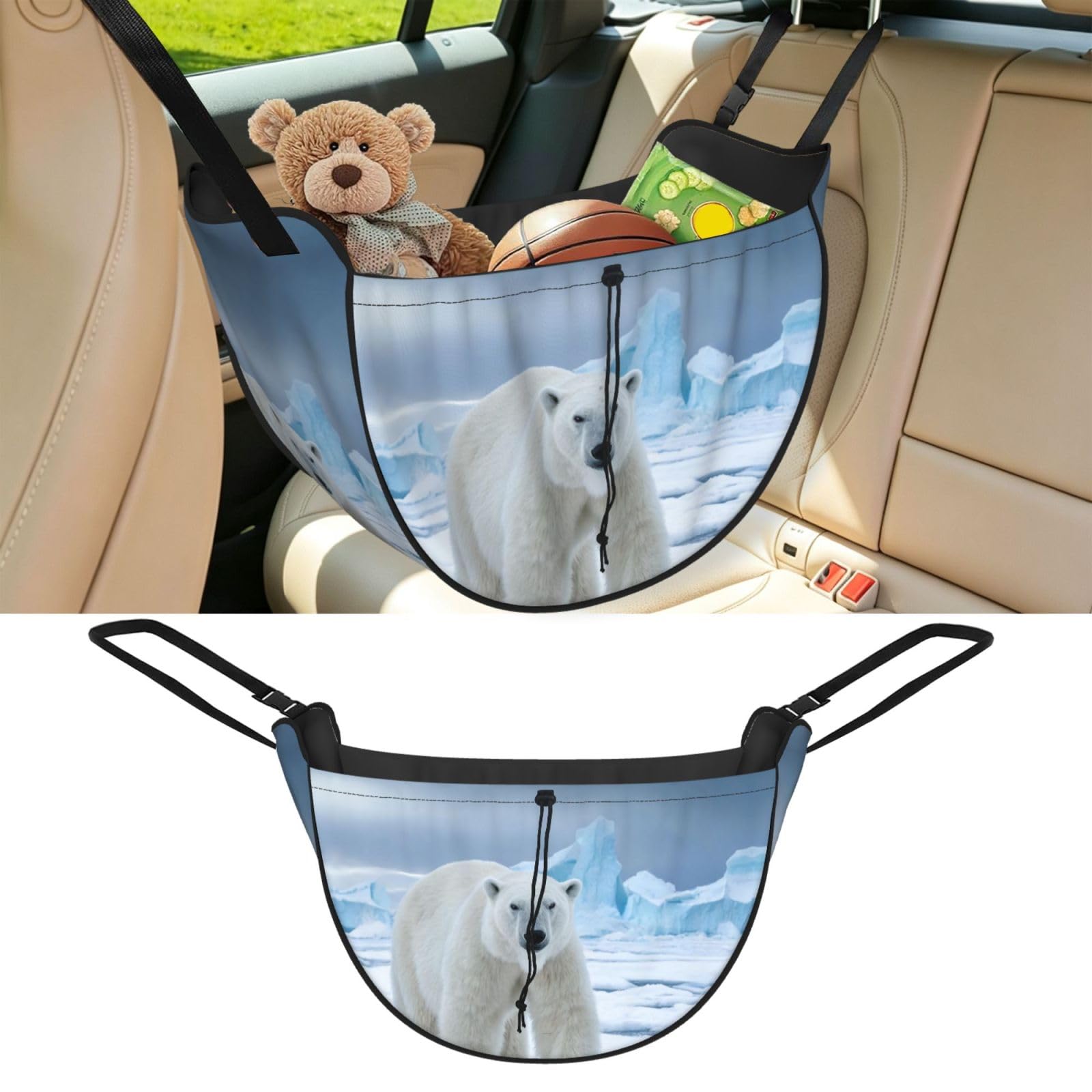 Cntdbu Black White Bear Car Seat Organizer-Backseat Storage Bag For Travel