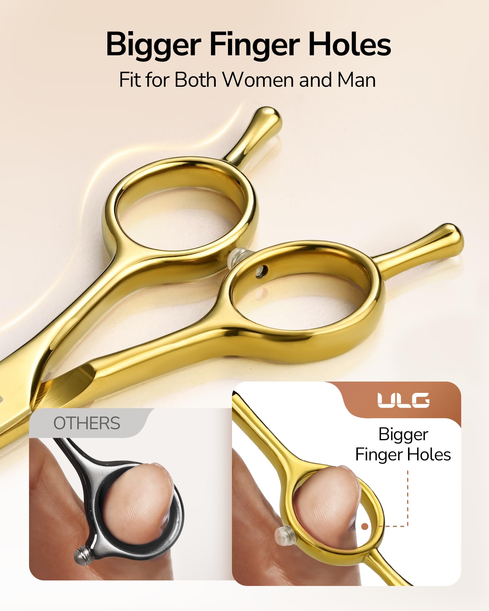 Tijeras profesionales texturizadoras y adelgazantes, tijeras de corte de cabello de 6.5 pulgadas, acero inoxidable japonés ultra afilado, mango ergonómico ambidiestro para peluqueros, estilistas 3