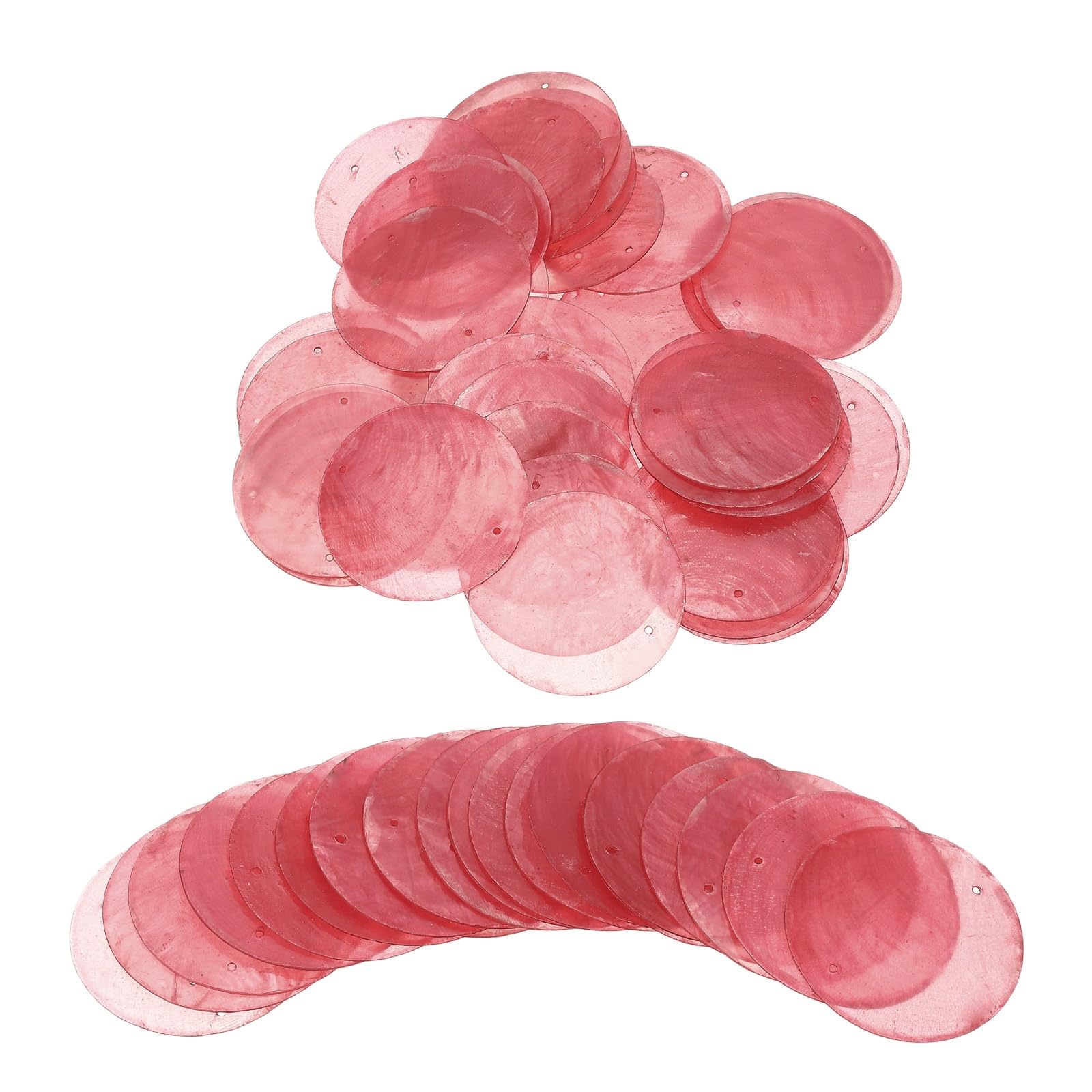 uxcell 60Pcs Capiz Shells 2" Round Natural Shells with 2 Holes for Seashell Wind Chimes Curtain Shell Garland DIY Craft Wedding Home, Claret