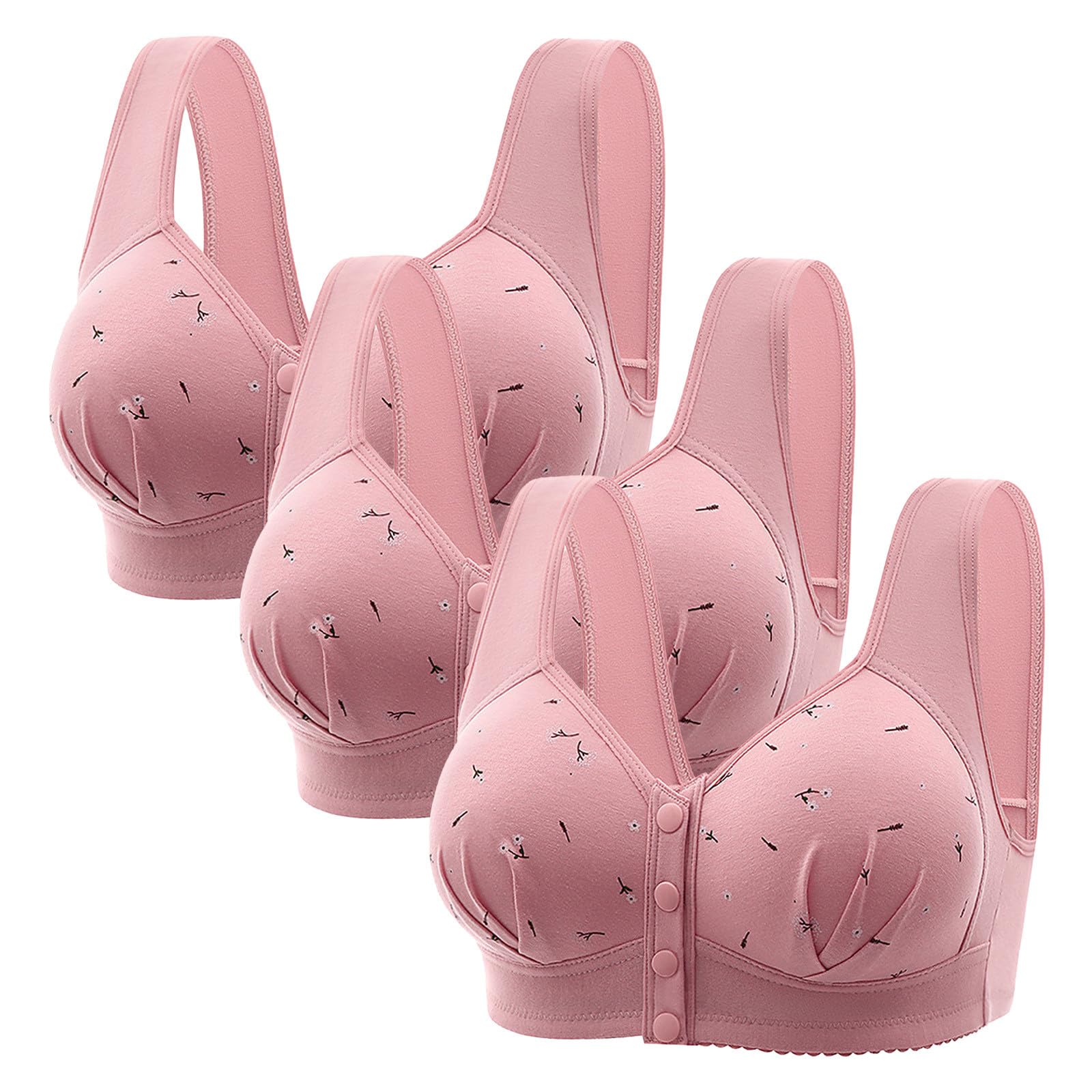 Daisy Bras para mujeres mayores, sujetadores de cierre frontal para mujer, sujetadores push up de yoga con extensores, brasier de 3 ganchos, ropa interior de alto impacto, brasier de soporte