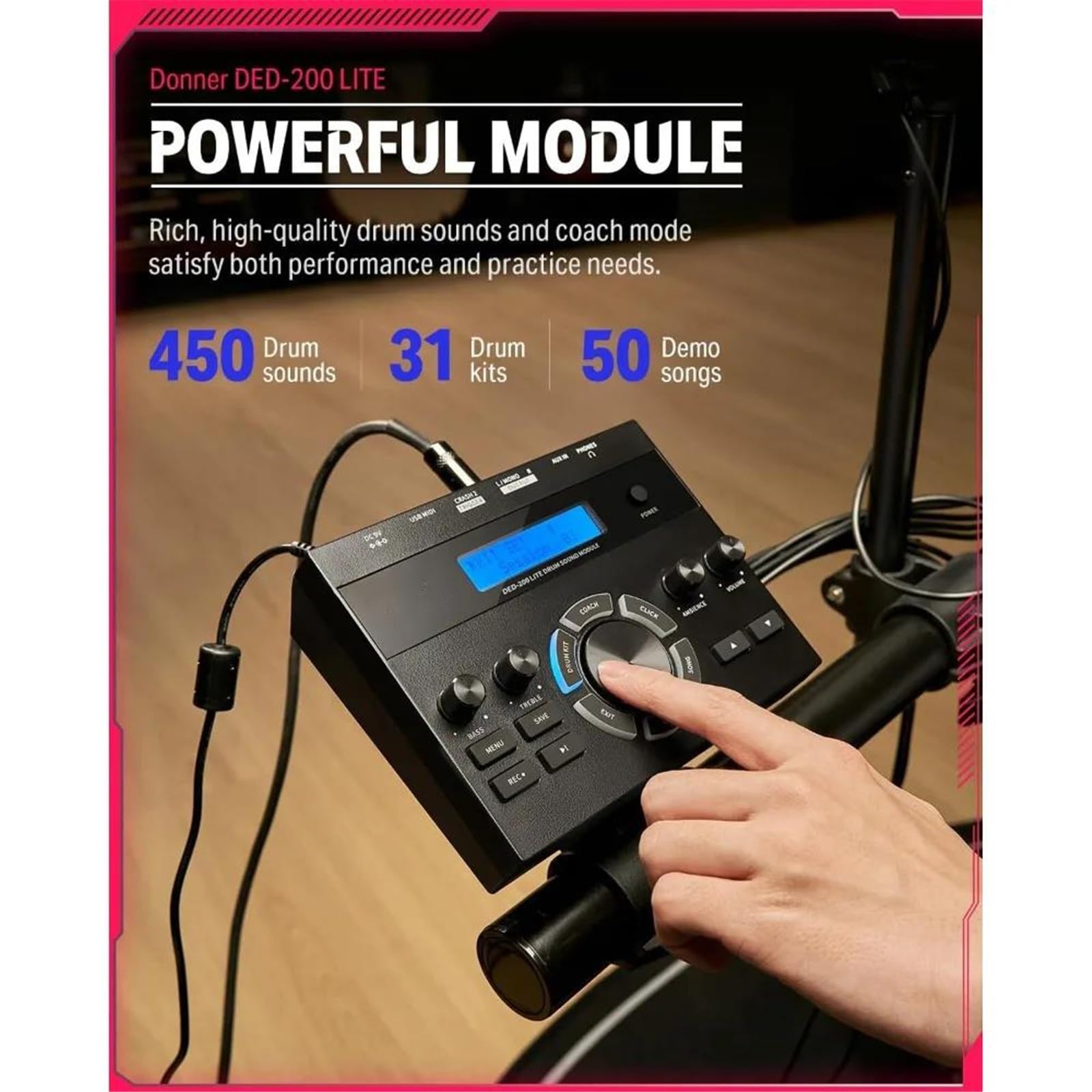Kit Batteria Elettronica Batteria elettrica Kit batteria elettronica per principianti con oltre 450 suoni USB MIDI Mesh Pad silenziosi Cuffie trono