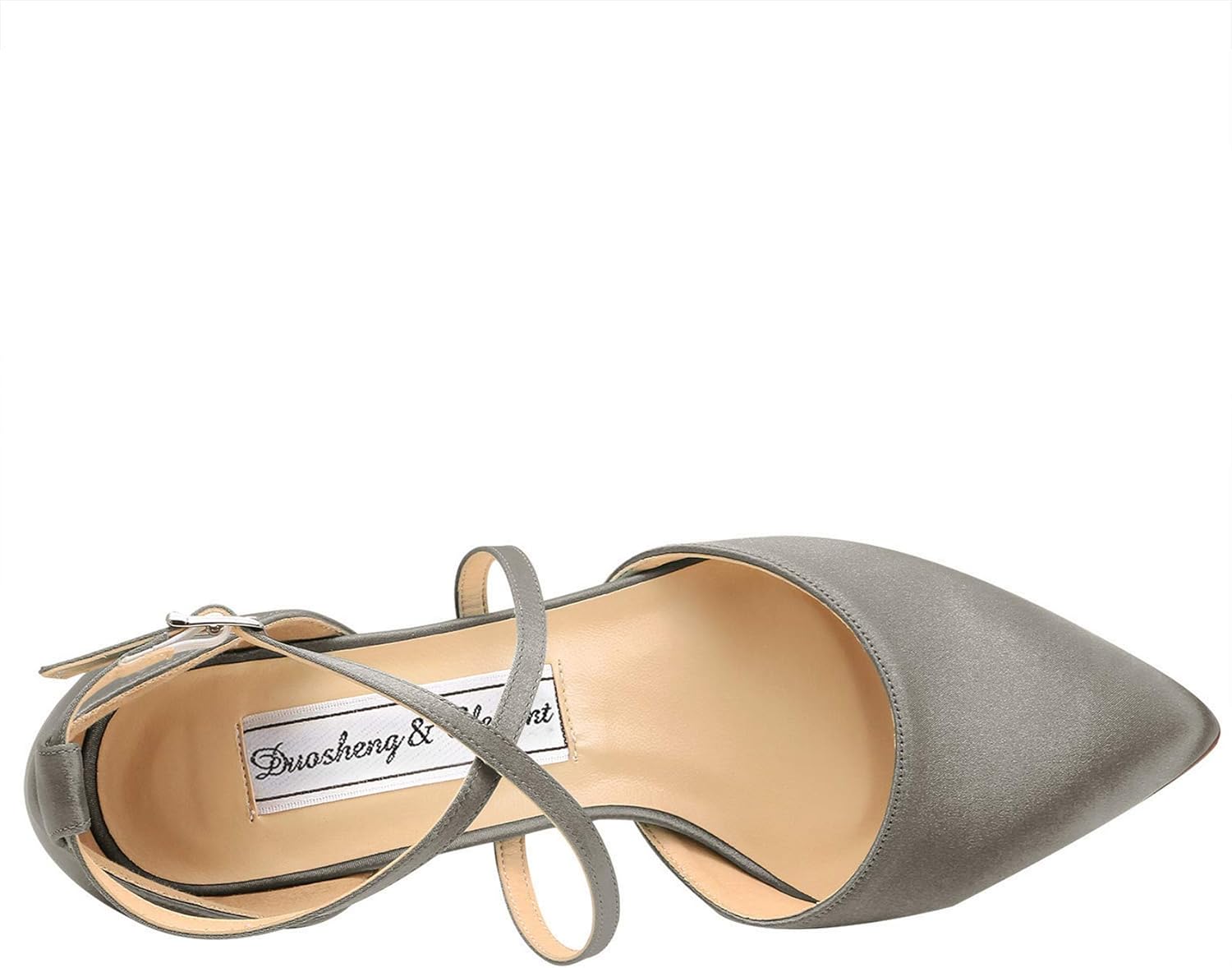 Duosheng & Elegant HC1901 Women Pointed Toe High Heel Court Shoes Cross Strap Satin Wedding Party Bridal Shoes 3 71x