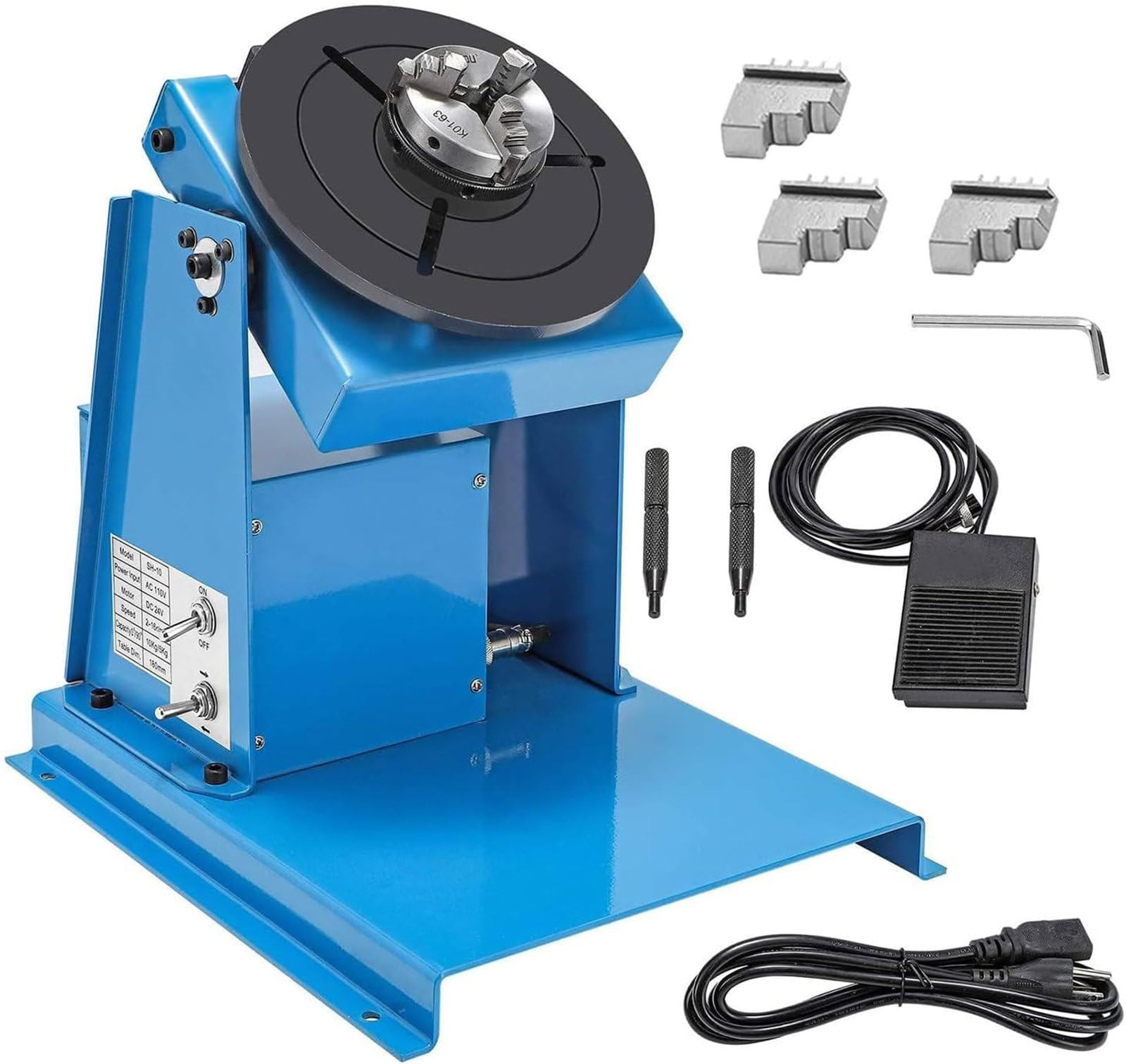 Posizionatore rotante per saldatura con mandrino da 65 cm, mini piattaforma girevole per saldatura, taglio, molatura, assemblaggio, test, inclinazione 0-90°, costruzione durevole
