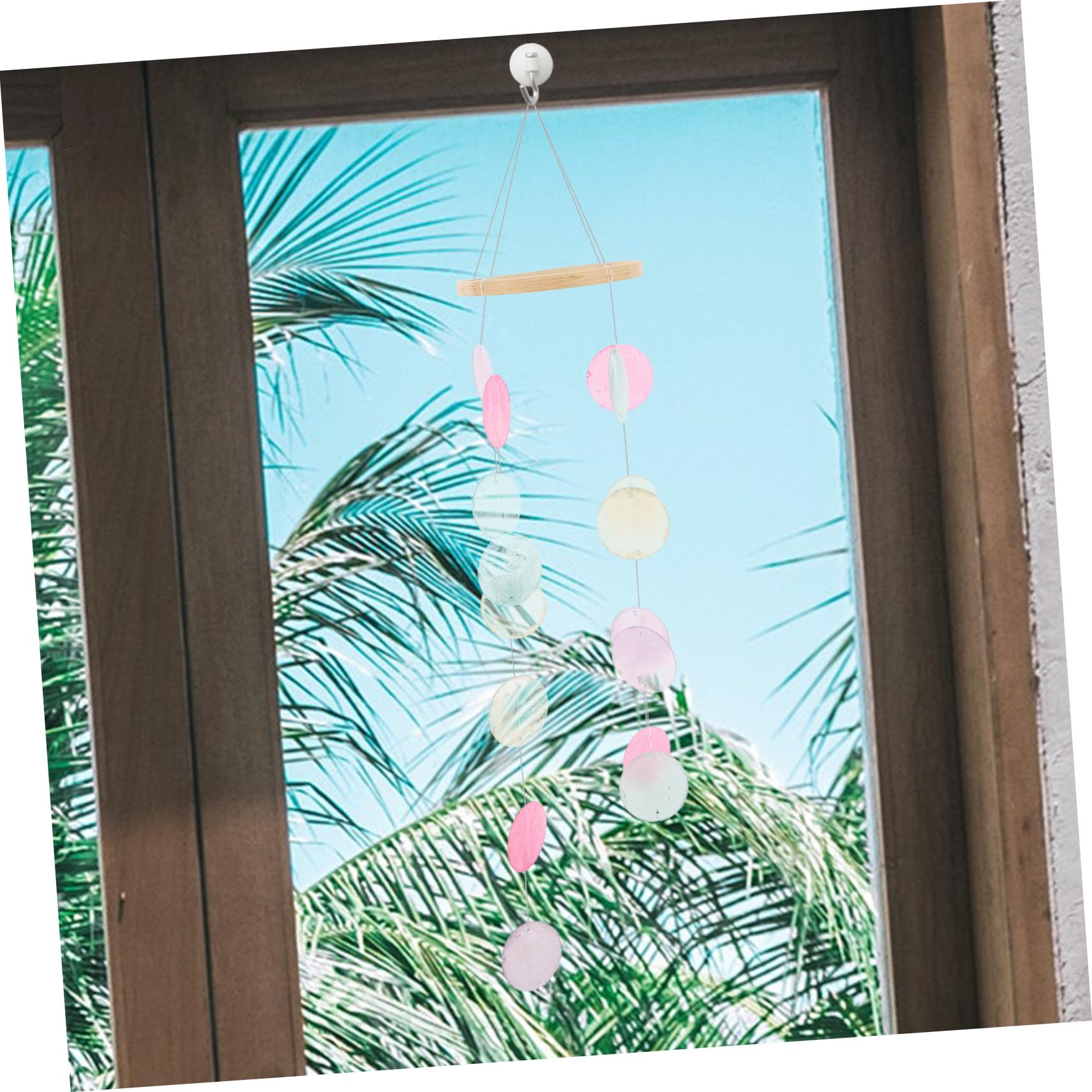 BESTonZON Carillon Éolien Délicat en Bambou et Coquillages pour Jardin Extérieur Son Clair et Décor Élégant