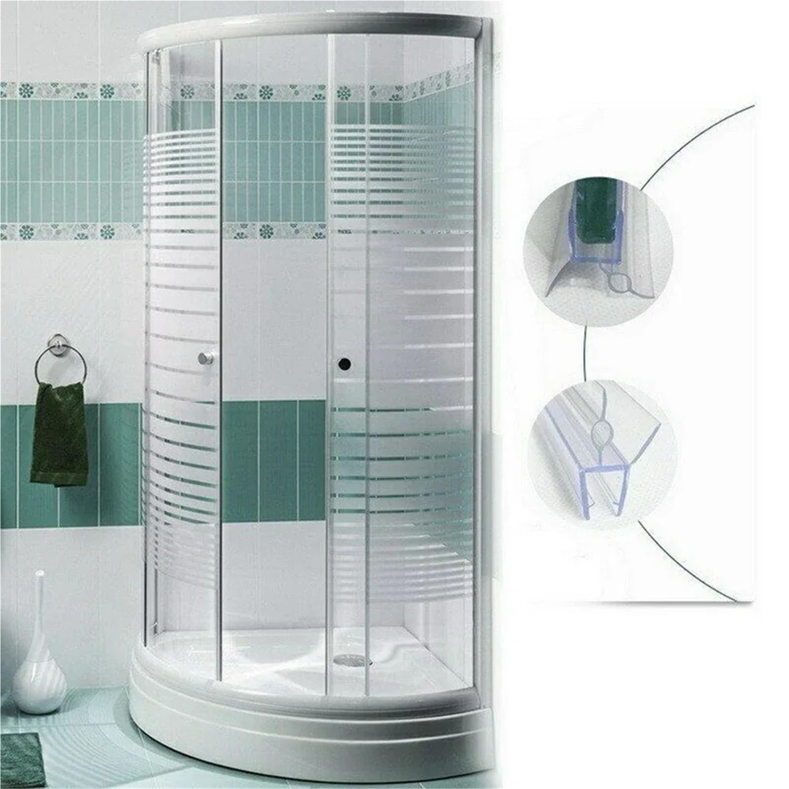 5 m Badezimmer-Duschdichtung, Badewannenabtrennung, transparenter Wasserabweiser, nass-trocken, 4–6 mm Gummistreifen für Duschtüren, Glas(17mm)