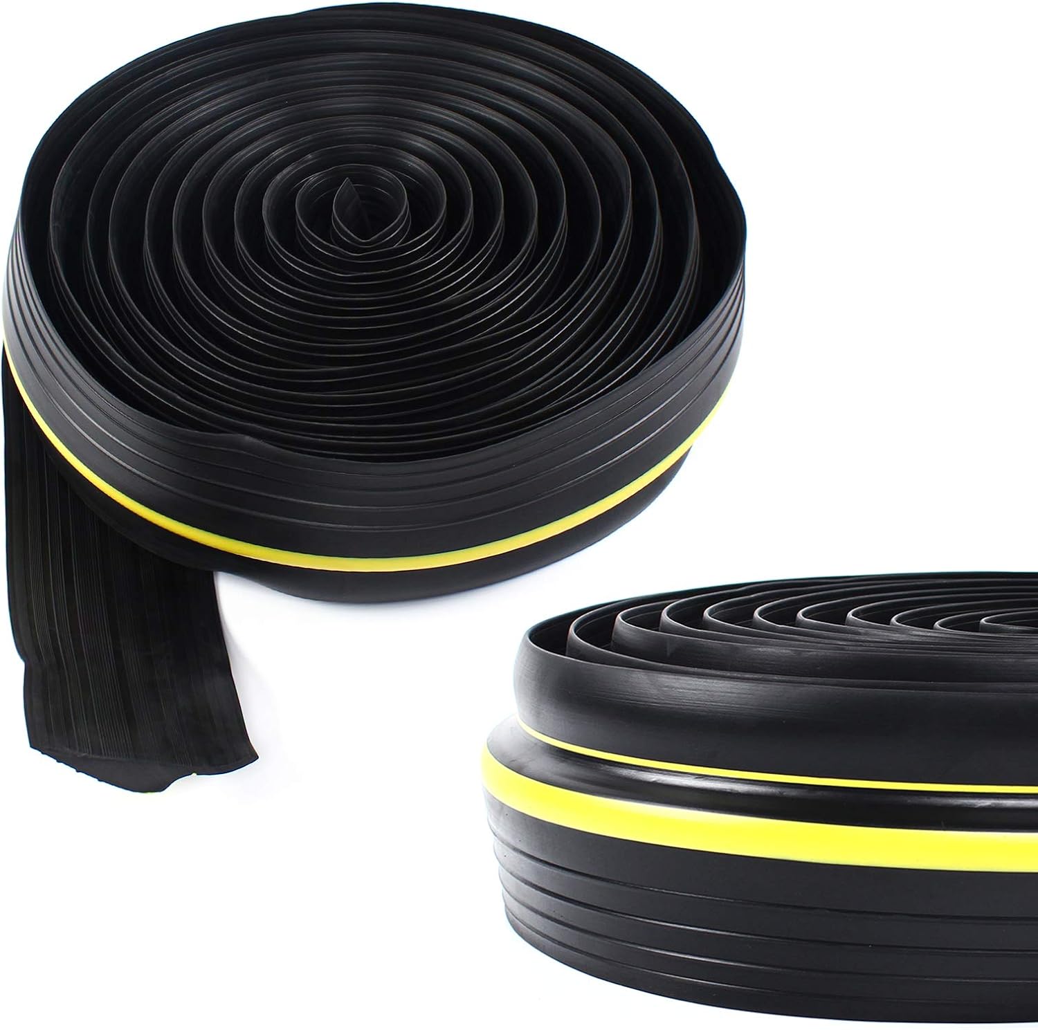 20ft Garage Sealing Rubber Strip, 3" Width Weatherproof Door Threshold Seal Strip, Universal PVC Seal Strip with Yellow Lines for Concrete Painted Treated Surfaces