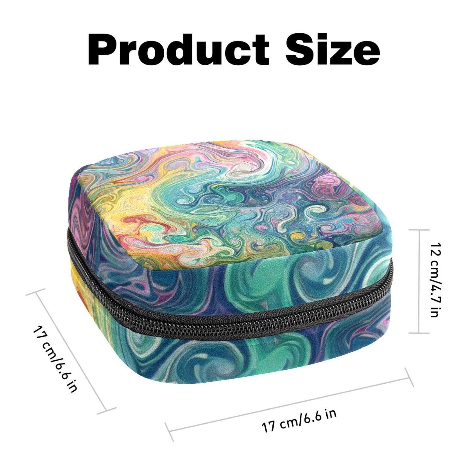 Sanitary Pads Bags, Colorful Abstract Flowing Swirl Texture Menstrual Cup Pouch Nursing Pad Holder, First Period Kit Bags for Teen Girls Women Ladies