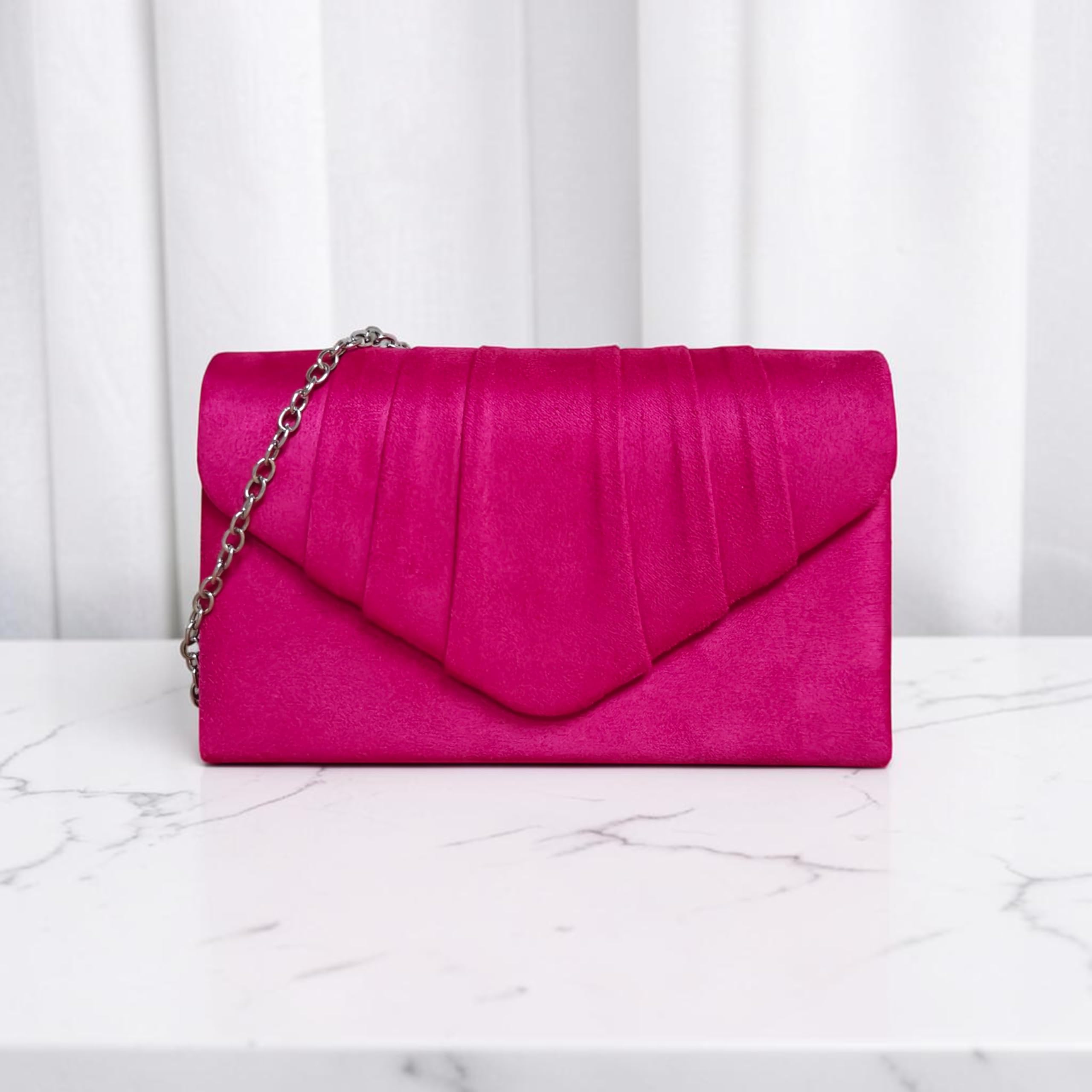 fi9 Bolso de mano plisado de ante liso para boda, fiesta, graduación, noche, bolso de mano