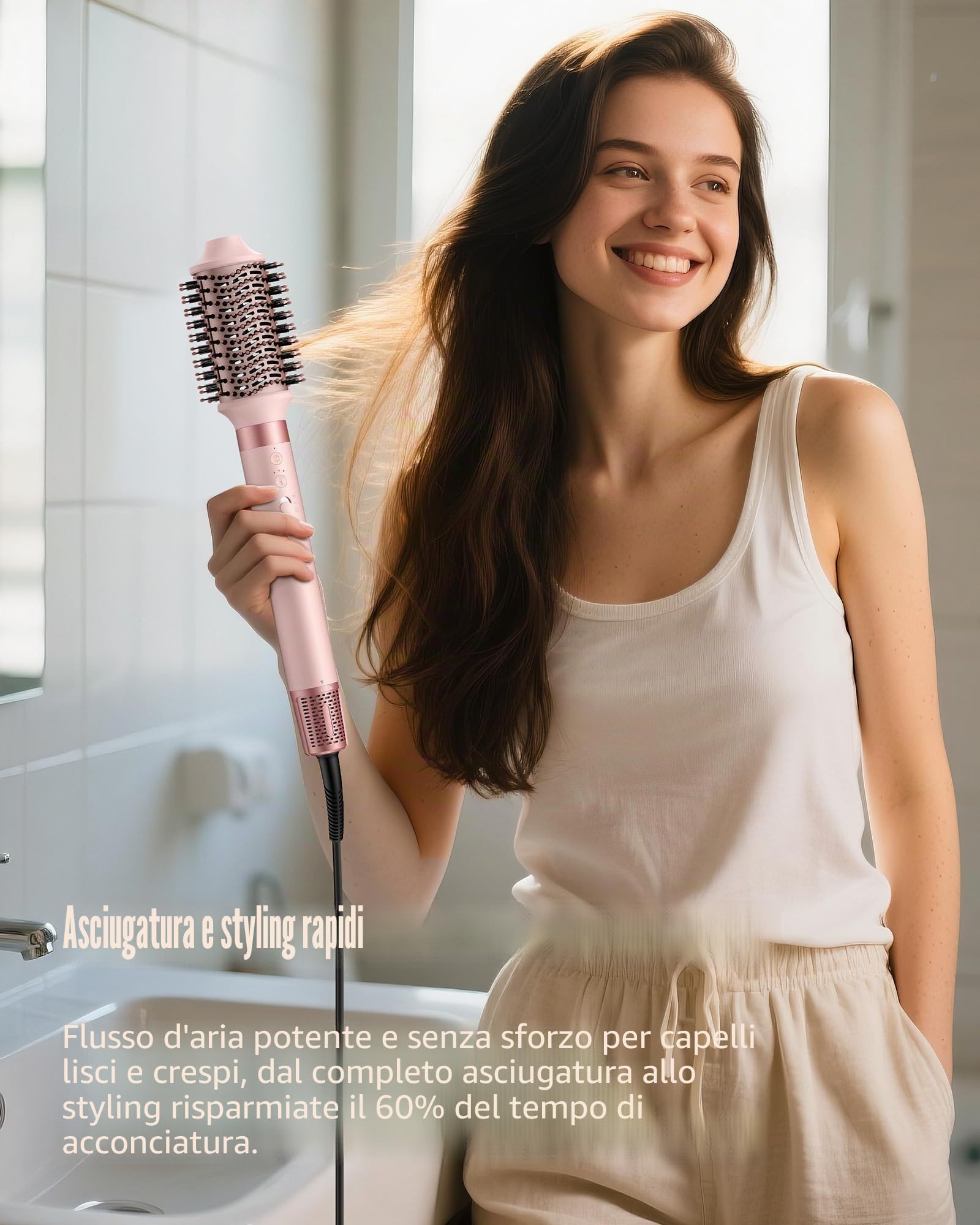 MESCOMB [5 in 1] Multifunzione Spazzola Asciugacapelli & Air Styler 110000 RPM Asciugatura Rapida, Nessun Danno Termico con Ricci, Liscio Volume Con Scatola Portaoggetti
