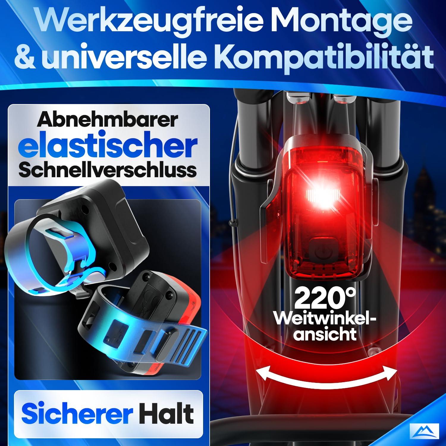 NEXTCOVER® Fahrradlicht Set mit [VisionOne] I LED Set USB-C aufladbar & wasserdicht I StVZO zugelassen I Fahrrad Licht vorne I Fahrradlampe & Fahrrad Rücklicht, Fahrradbeleuchtung Akku, Licht Fahrrad