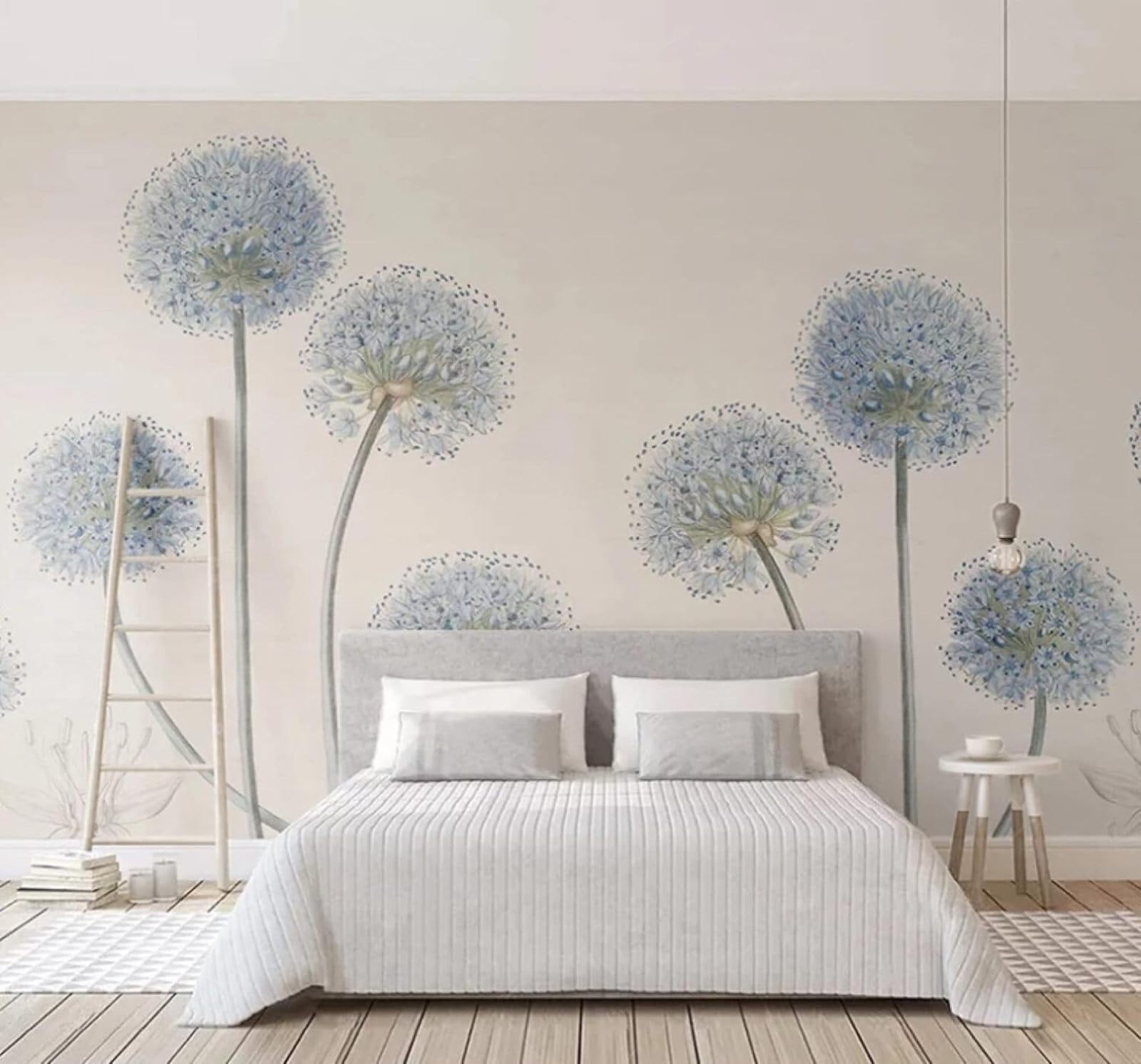 XLMING Minimalist Three Dimensional Blue Dandelion Art 3D Wallpaper Luxury Home Dining Decor Paste Sofa Living Room The Wall for Bedroom Mural-250cm×170cm