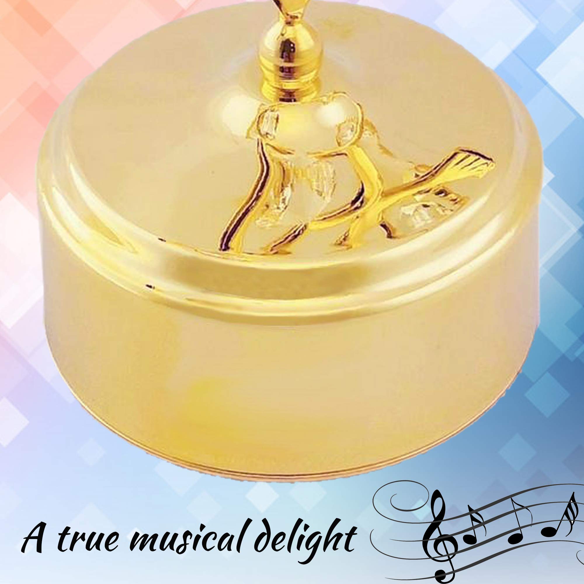 Matashi Boîte à Musique plaquée Or 24 carats avec Figurine de colombes en Cristal, décoration de Table pour Salon, Cadeau pour Noël, Anniversaire, Vacances, Saint-Valentin – Lac des cygnes