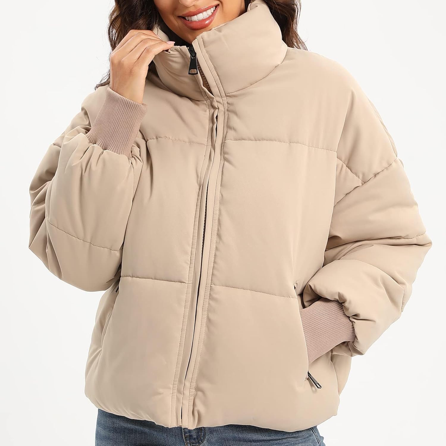 Women's Puffer Jacket Long Sleeve Zip Up Warm Baggy Winter Jackets for Women - Image 4