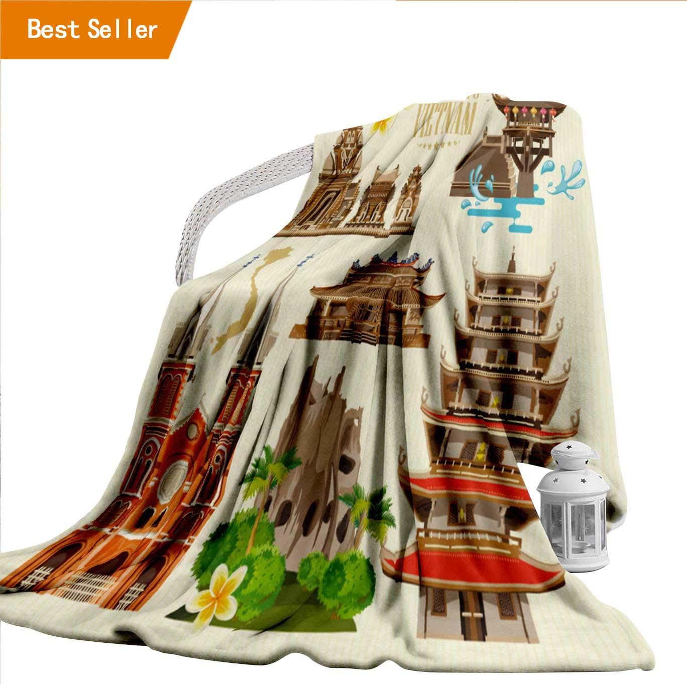 Blankets Fleece Blanket Throw, Travel to Vietnam Set of Traditional Vietnamese Cultural Symbols