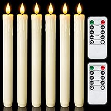 Homemory Real Wax LED Flameless Taper Candles with Remote Timer, 9.6 Inches Ivory Fake Candlesticks, Dripless Battery Operated Window Candle with 3D Flickering Flame for Fireplace Xmas Halloween