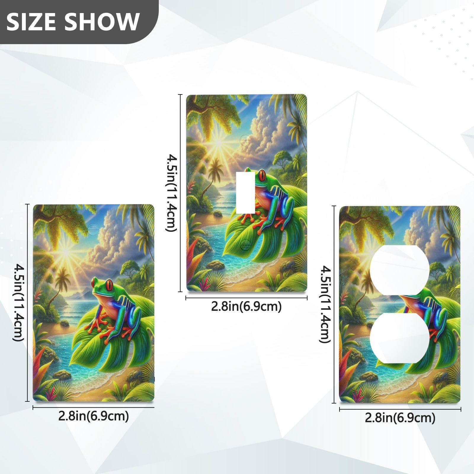 Frog Leaf Light Switch Cover Decorative Receptacle Outlet Wall Plate Guard Plastic Outlet Covers for Farmhouse Home Decor Livingroom (Unused Outlet Cover)