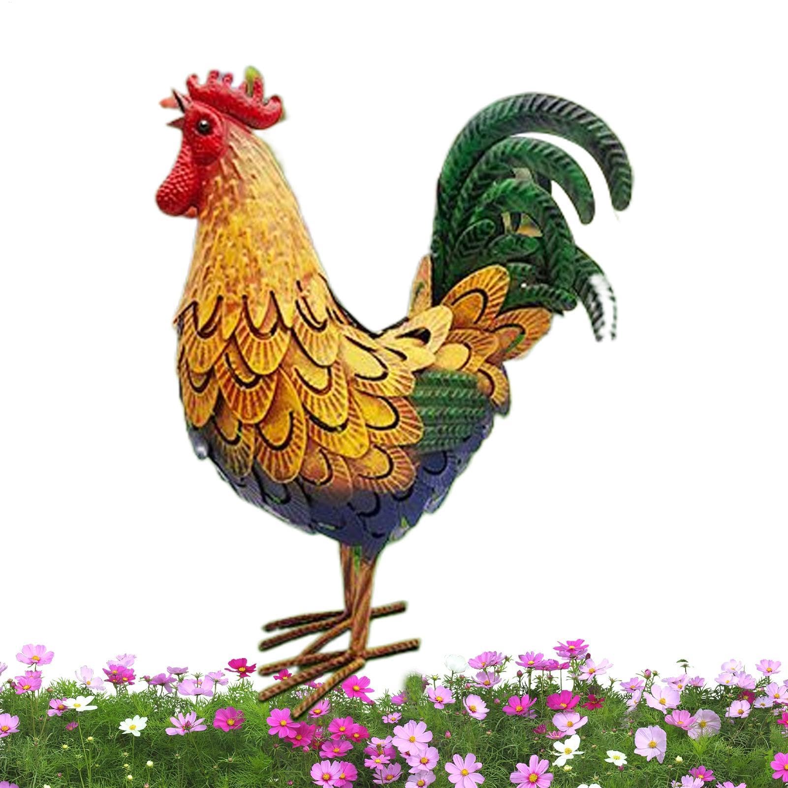 Sculpture d'animaux pour jardin poulet en métal et fer forgé