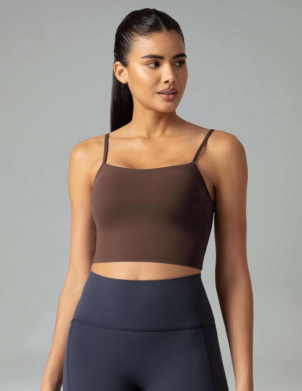 Colorfulkoala Women's Dreamlux Crop Tank Tops with Built in Bra Adjustable Spaghetti Strap Workout Yoga Camisole - Image 3