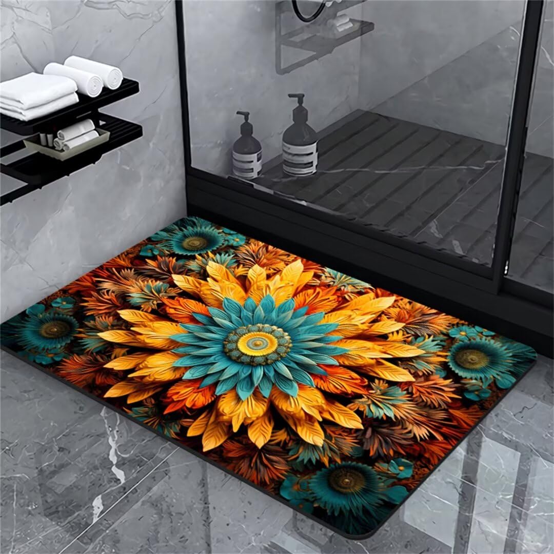 Badezimmerteppich Badteppich Groß 90x150cm Absorbierender Schnelltrocknend Badvorleger Badematten SaugfäHig Waschbar Badematte Gelb Bath Bathroom Mat, Teppich Badezimmer Matte Bad Teppich Gross A348