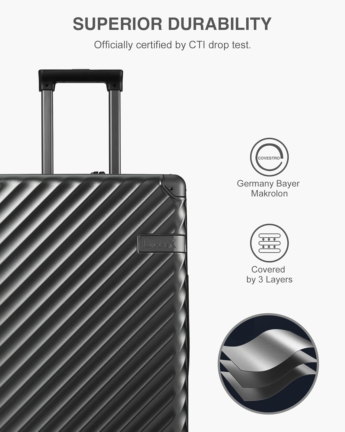 review LUGGEX Expandable Hard Shell Carry On Luggage 22x14x9 Airline Approved Spinner Wheels - 100% PC Carryon Suitcase - 4 Aluminum Corner for Hassle-Free Travel (Black Luggage)