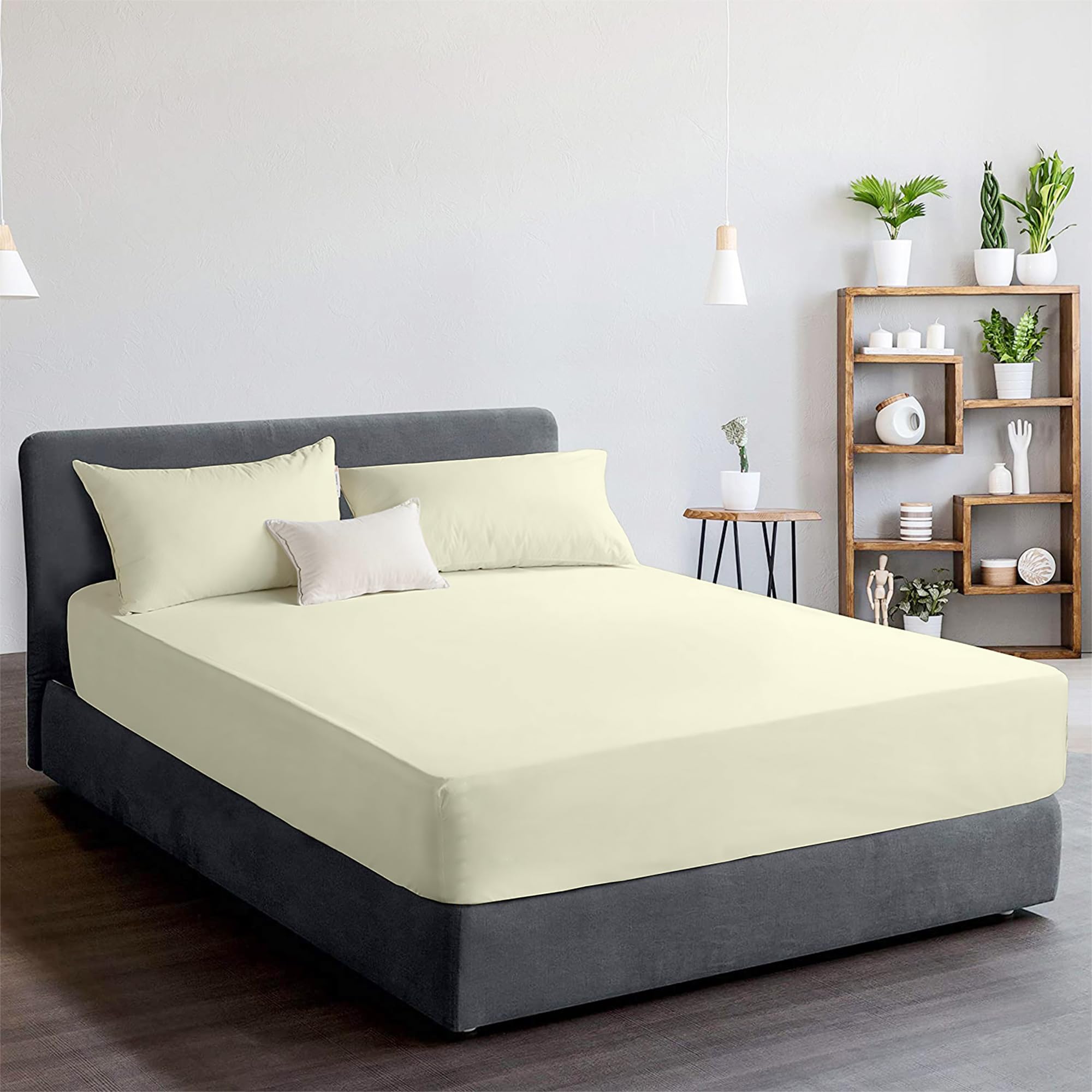 Ray Bedding 100% Egyptian Cotton 400 Thread Count King Size Fitted Sheet 25cm Deep Fitted Sheets for King Size Bed, Super Soft Luxury Egyptian Cotton Bed Sheets — image 1